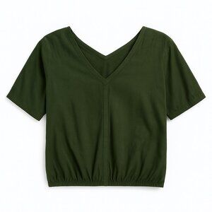 Forest green, thick wide top with puff sleeves
